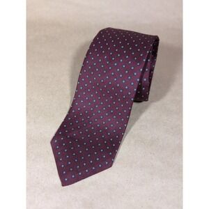 ROBERT TALBOTT Hand Sewn Handblock Printed Silk‎ Tie Floral Medallion Maroon